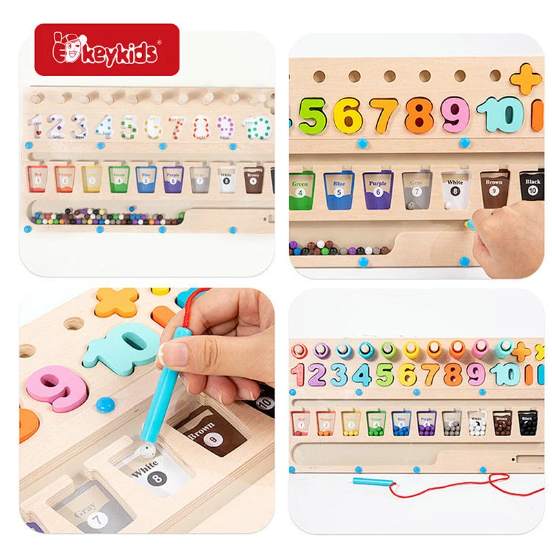 Montessori Activity Board Magnetic Color and Number Maze Matching Toys For Kids W11H118
