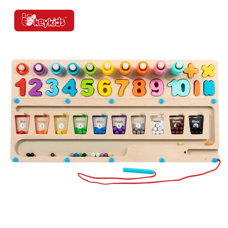 Montessori Activity Board Magnetic Color and Number Maze Matching Toys For Kids W11H118