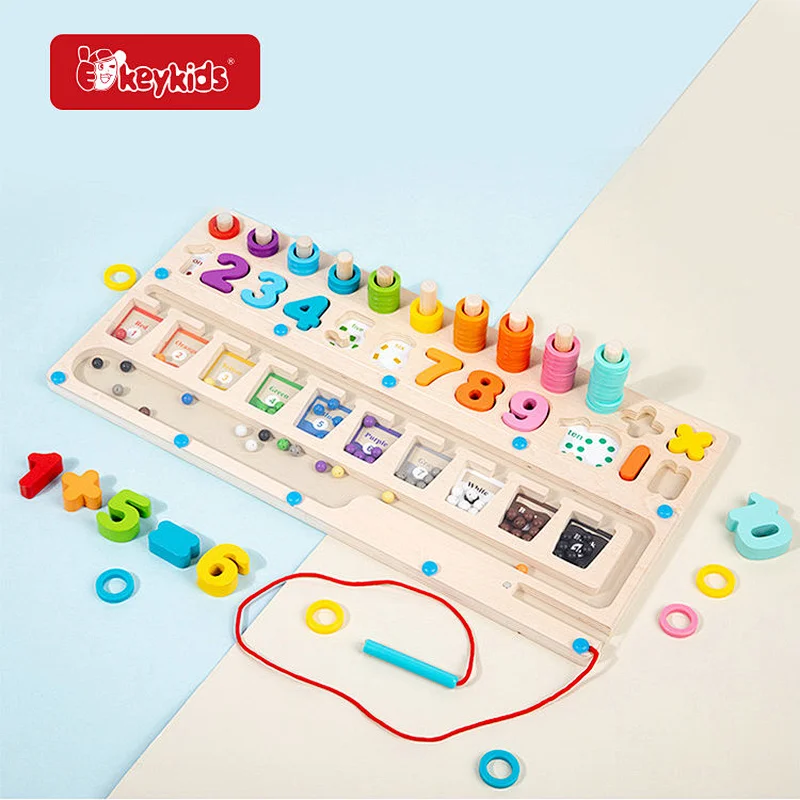 Montessori Activity Board Magnetic Color and Number Maze Matching Toys For Kids W11H118